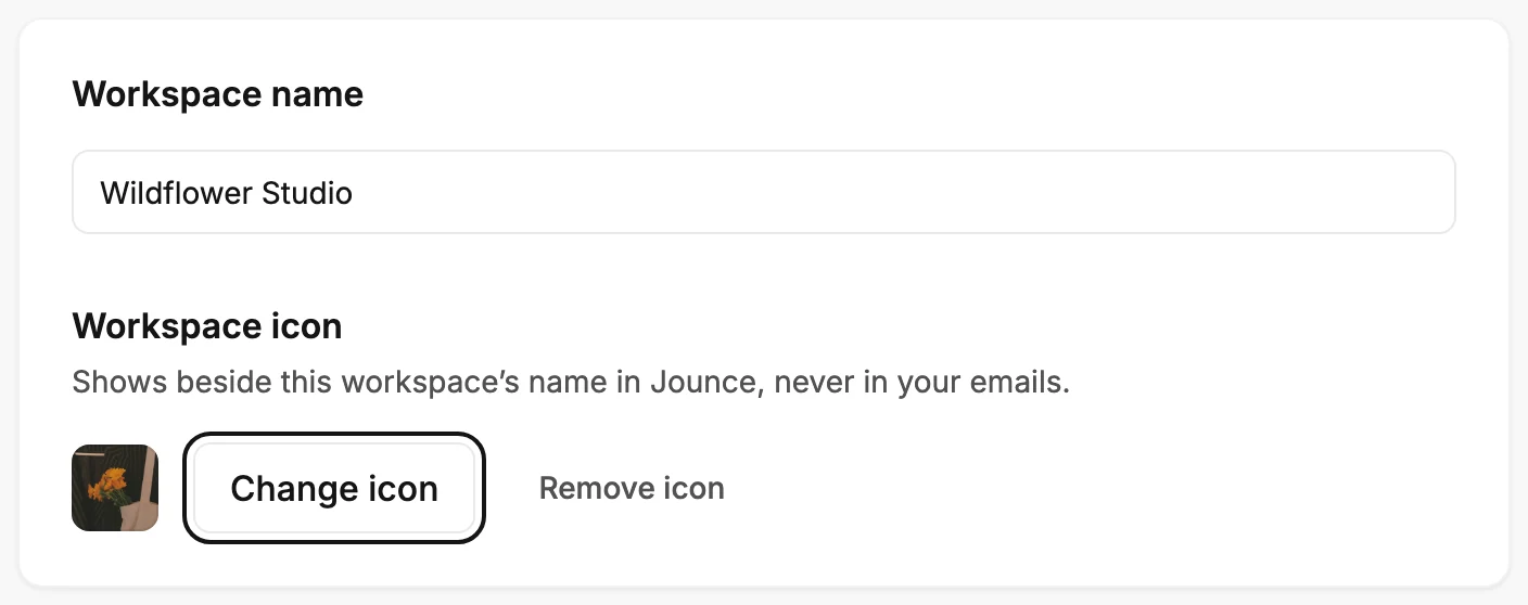 The first card on the Members page, with Change icon ringed under Workspace icon and Remove icon beside it.
