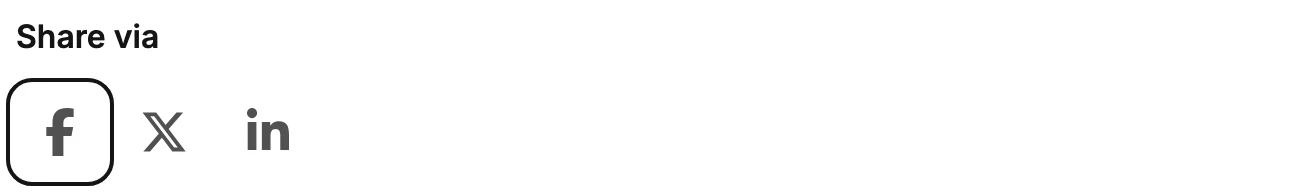 The Share via row with the Facebook button ringed.