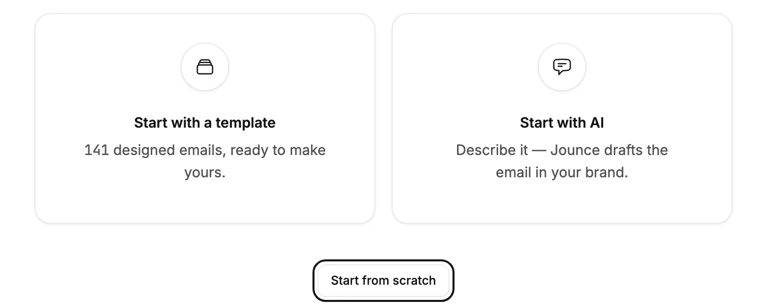 The Start from scratch button below the two boxes on the How do you want to start? screen.