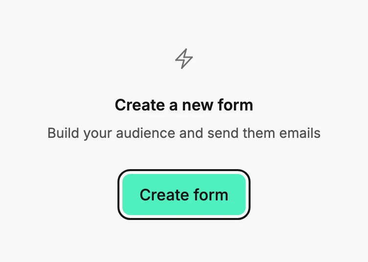 The Forms page before any form exists, with No forms yet and one Create form button.
